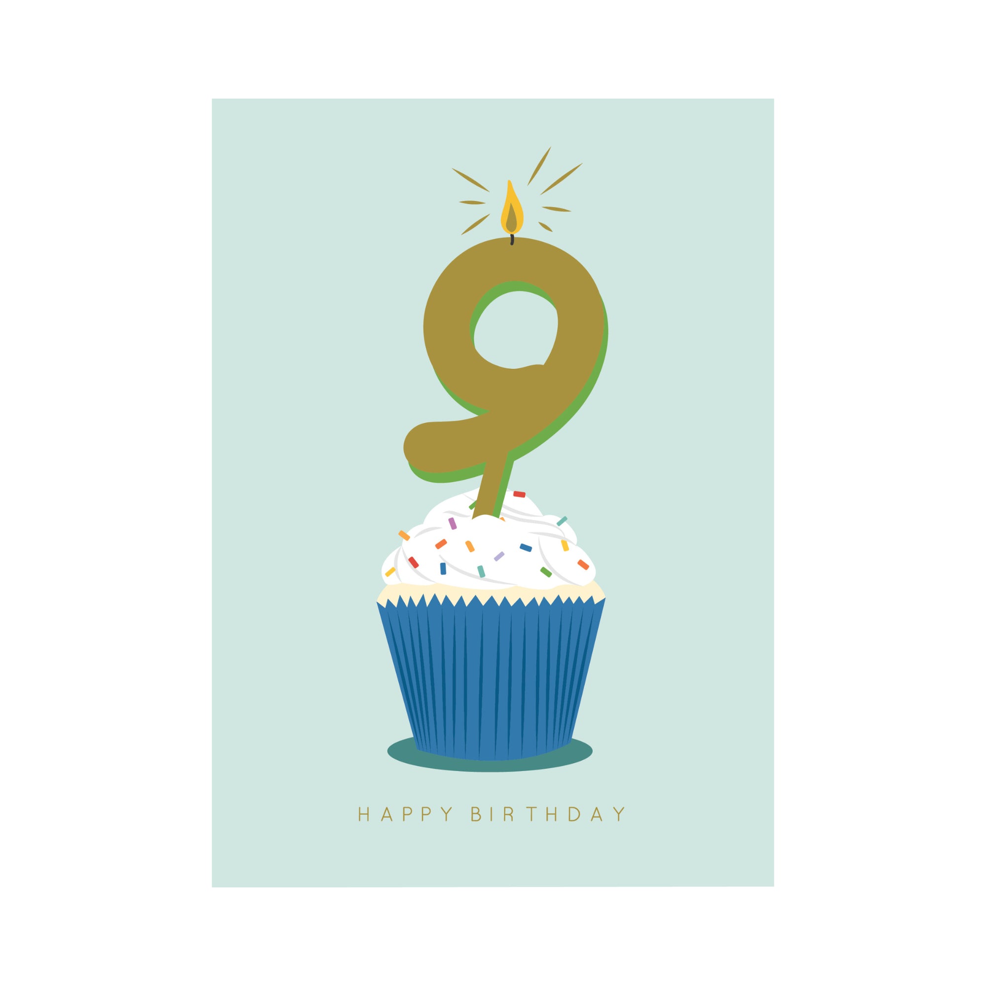 Greeting Card Marvellous Milestone - 9 Cupcake